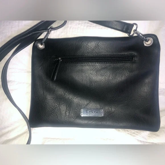 Nicole Miller Black Zipper Crossbody Purse with removable strap